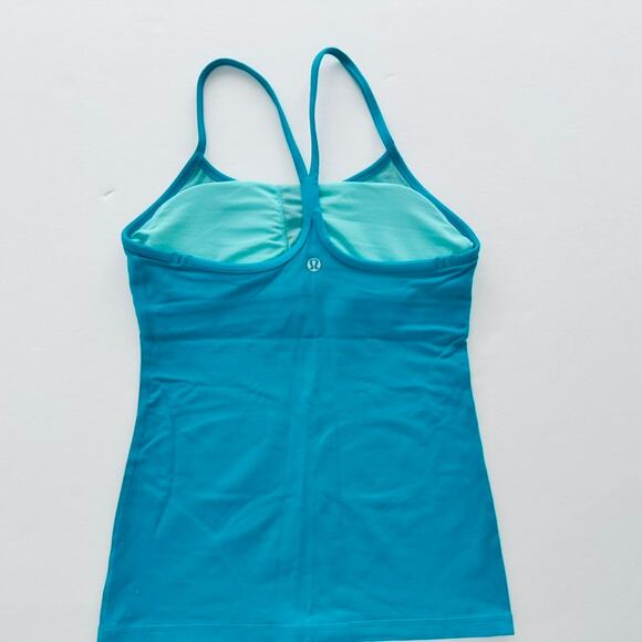 Lululemon Power Y Tank Size 4 Surge Teal Blue Luon Racerback Bra Tank - Picture 3 of 5